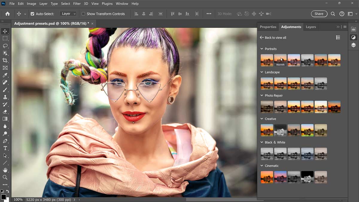 Using Adjustments Presets in Photoshop