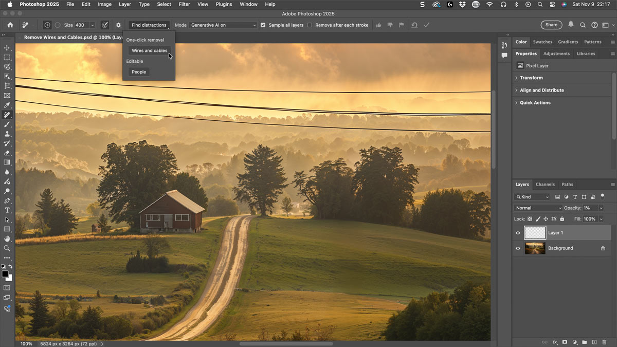 Remove Wires and Cables from Photos Instantly in Photoshop 2025